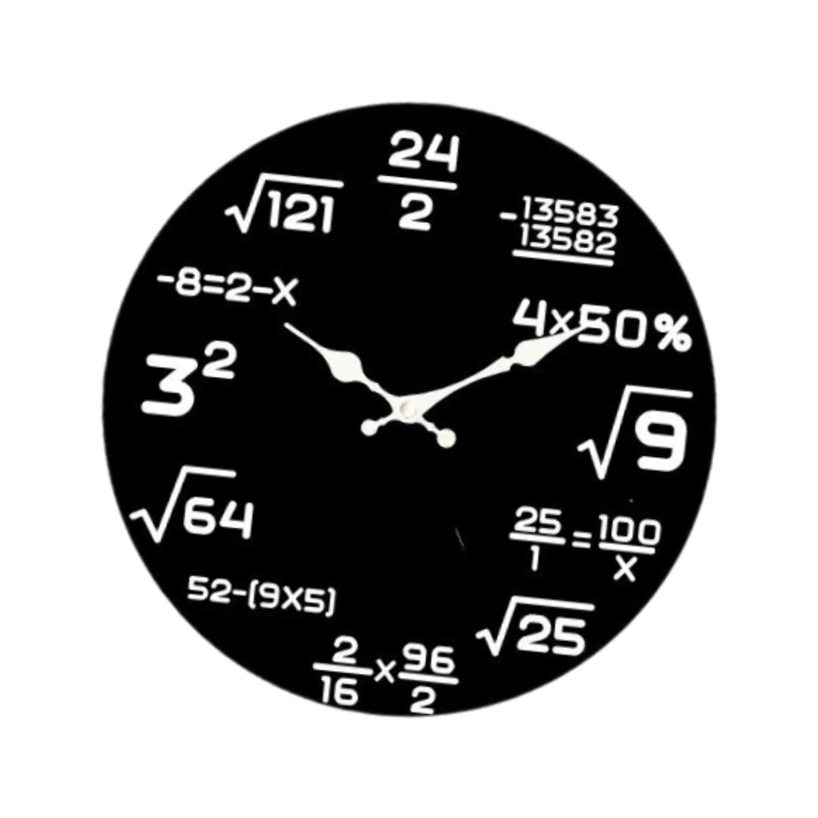 Sharplace Kreative Wanduhr mit mathematischen Gleichungen, 30 cm, Schlichte Tafeluhr, geräuschlos, für Wohnzimmer, Schule, Esszimmer, Style A