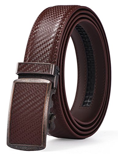 Xhtang Cinturón para hombres de piel con hebilla de trinquete automático 35 mm de ancho Cover