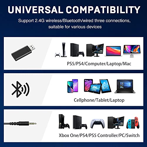 Offsir Wireless Gaming Headset With Microphone For Pc Ps5 Ps4, Bluetooth Gaming Headset 2.4G Usb Wireless Headphones With Rgb Lights & 50Mm Speakers For Playstation Mac Computer Laptop #TOP5