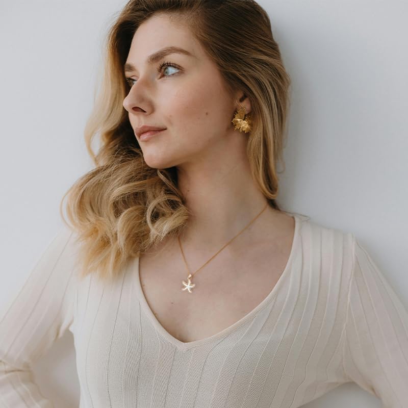 Aesthetic Starfish Necklaces for Women Trendy Ocean Beach Pendant Necklace for Her Fashion Sweater Dress Necklace for Women - Image 7