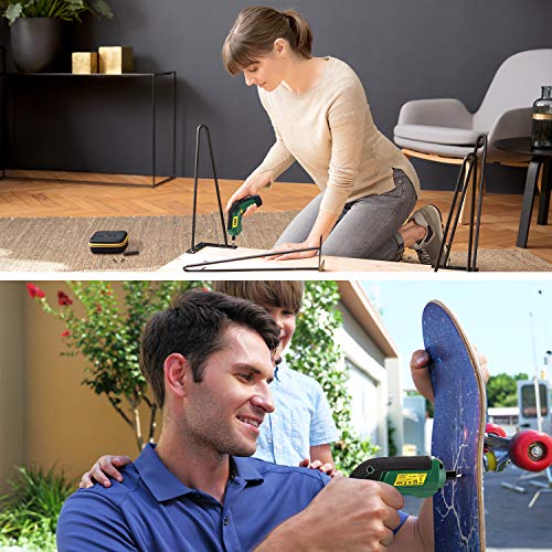 Cordless Screwdriver, Electric Screwdriver Rechargeable, 4V 2000mAh Li-ion, MAX Torque 4Nm - Dual LED, Palm-Sized, 6 Pcs Various Bits, USB Charging with Cable