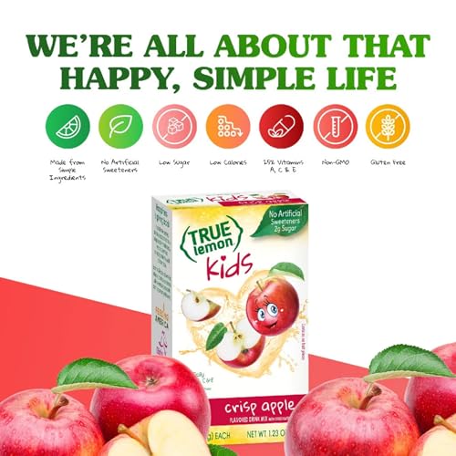 TRUE LEMON KIDS Crisp Apple (10 Packets) - Hydration, No...