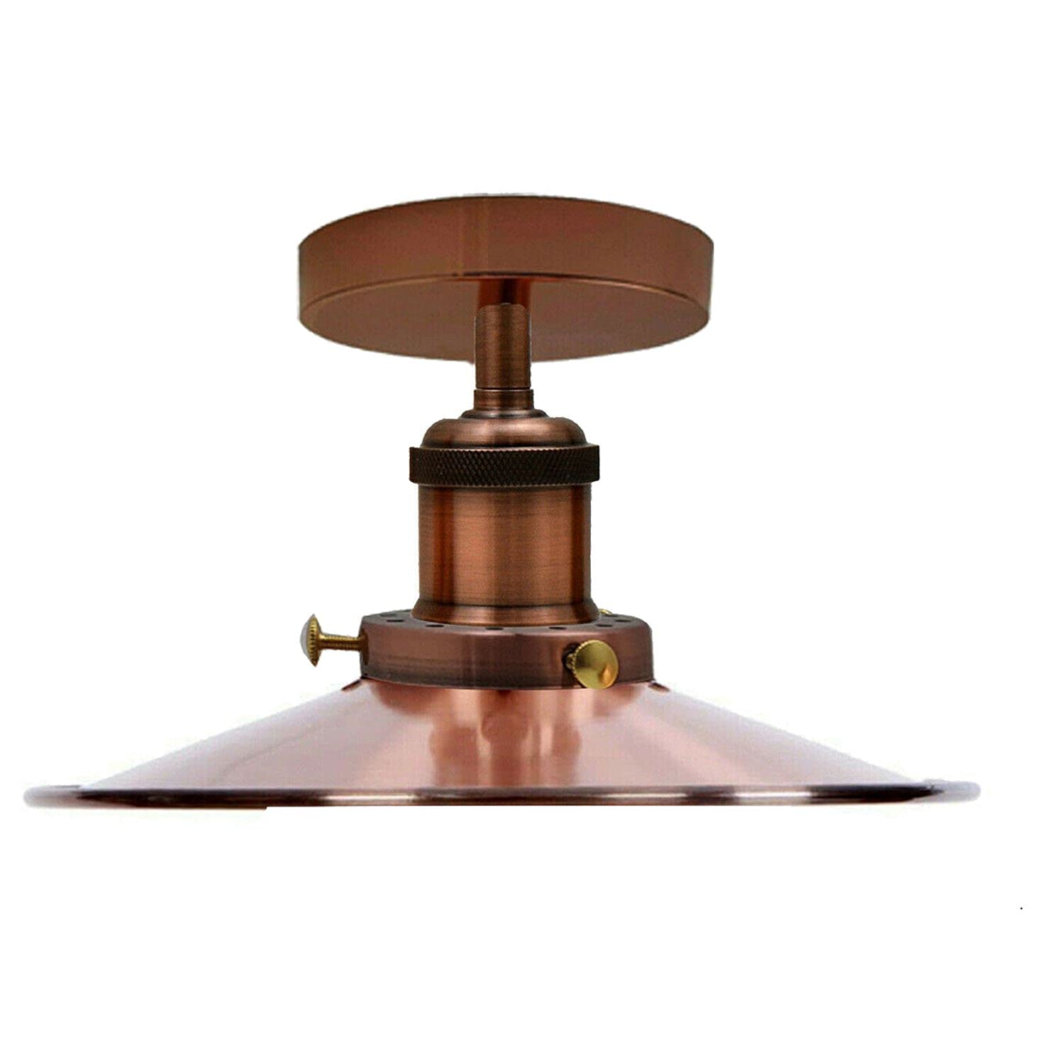 LEDSone Vintage Industrial Flush Mount Ceiling Light Lamp Metal Flat 22cm Lamp Shade Indoor Light Fitting for Bars, Restaurants, Kitchen, Bedroom (Copper, Without Bulb) โ image 1