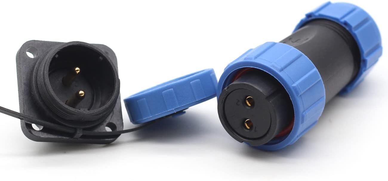 SP21 2Pin-12Pin Panel Mount 21mm Waterproof Circular Electrical Wire Connectors,Aviation Cable Connectors (2Pin, Plug Female & Socket Male)