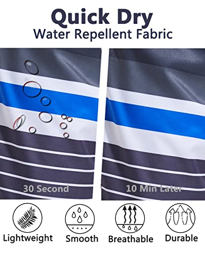 Difficort Mens Swim Trunks With Compression Liner Quick Dry Bathing Suits Shorts With Zipper Pockets,Gray & White & Blue Stripe,Small #TOP5