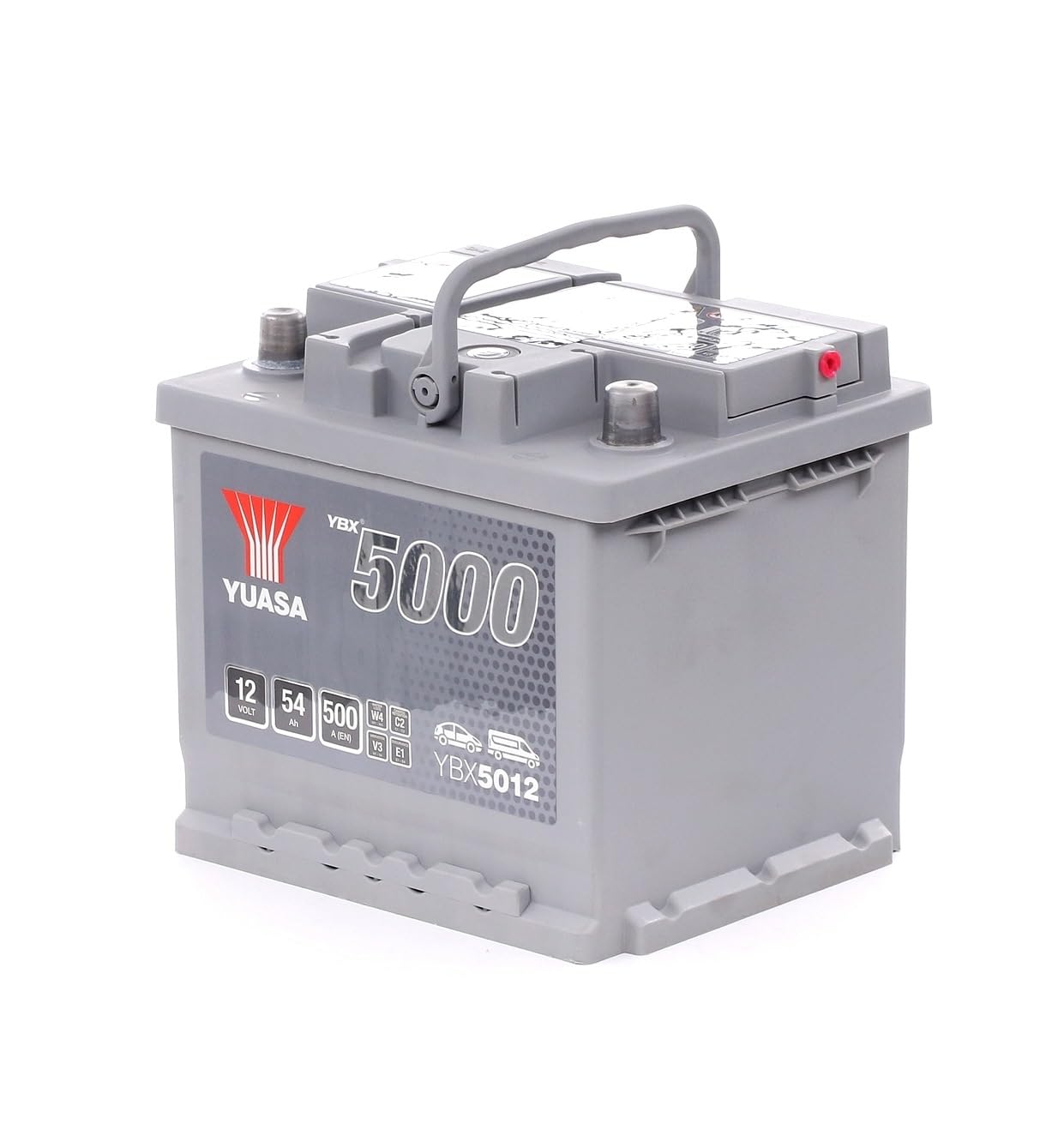 YUASA Batteria 54, Ah 500, A/EN YBX5012 L 207mm B 175mm H 190mm Compatibilità con RENAULT Clio 3 Hatchback BR0/1, CR0/1 Clio 2 BB0/1/2, CB0/1/2, PEUGEOT 206 2 volumi/Coda spiovente 2A/C 207 WA, WC | Batteria 12V SMF, capacità 54 Ah, 500 CCA, resistente al