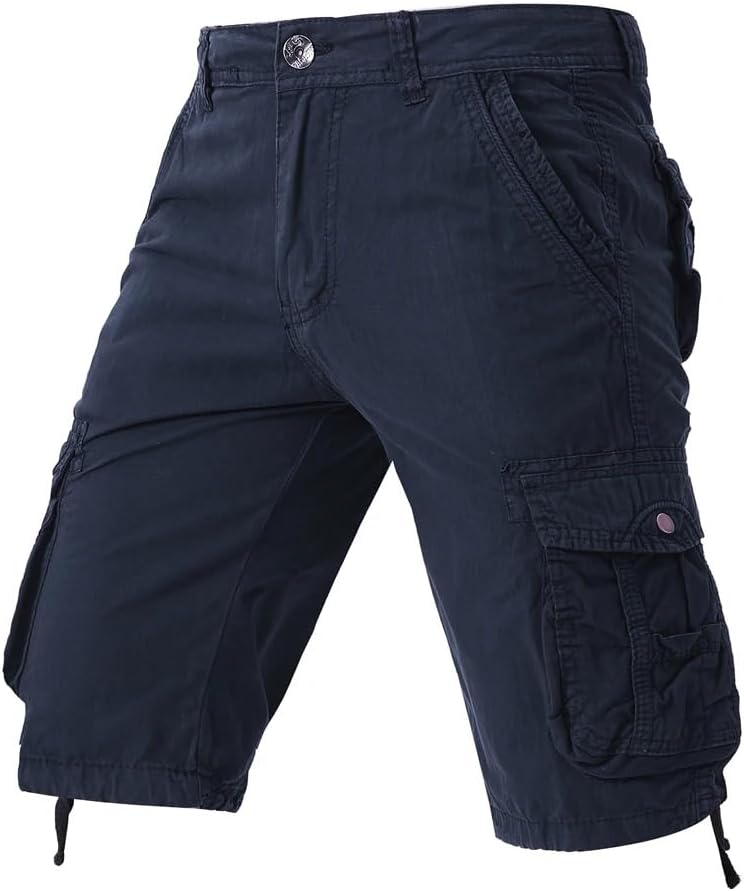 Men's Bermuda Cargo Shorts Cotton Loose Outwear Shorts No Belt