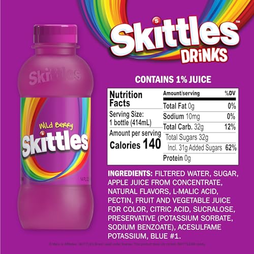 SKITTLES™ Flavored Drink | Non-Carbonated Drinks with Fruity Flavors | 12-14 Fl oz. (Variety 6 Pack)