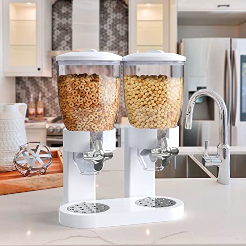 Retail Blade Dual Food Dispenser - Dry Food Dispenser Perfect As A Candy, Nuts, Rice, Granola, Cereal & more Dispenser. Dispenses 1 Ounce Per Twist! Stores Food, and Keeps Your Food fresh (White) - Thumbnail 2