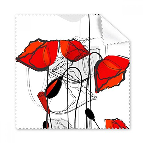 Tissu lunettes chiffon de nettoyage pavot fleurs rouges pour écran de téléphone et optiques
