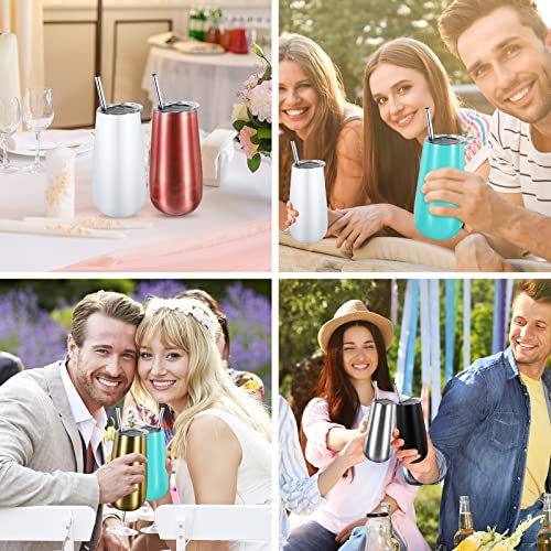20 Pcs 6 Oz Inspirational Gifts Champagne Tumblers Bulk Double Insulated Wine Tumbler With Lid Straw Steel Cocktail Cup Champagne Glasses For Teacher Coworker Employee Birthday Gift (Colorful) #TOP5