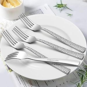 72piecehammeredsilverwaresetwithextraforkslianyustainlesssteelflatwarecutlerysetfor12fancysquareeatingutensilstablewaredishwashersafe Urban Country Home Decor 72 piece hammered silverware set with extra forks lianyu stainless steel flatware cutlery set for 12 fancy square eating utensils tableware dishwasher safe urban country home decor