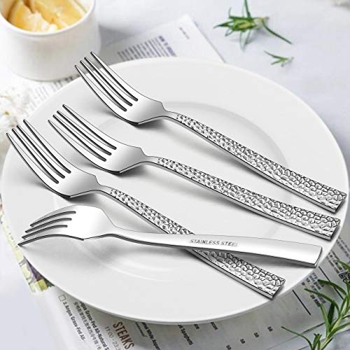 72piecehammeredsilverwaresetwithextraforkslianyustainlesssteelflatwarecutlerysetfor12fancysquareeatingutensilstablewaredishwashersafe Urban Country Home Decor 72 piece hammered silverware set with extra forks lianyu stainless steel flatware cutlery set for 12 fancy square eating utensils tableware dishwasher safe urban country home decor