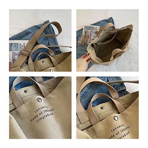 UICIOP Damen Canvas Tote Handtaschen Casual Schulter Arbeitstasche Crossbody Top Griff Tasche Crossbody Handtaschen, Khaki, Einheitsgröße