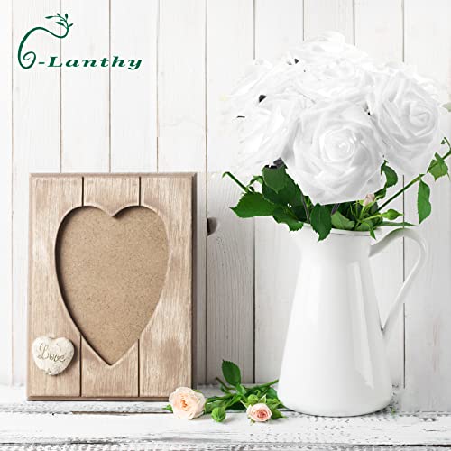 G-Lanthy Artificial Flowers, White Roses 30 Pcs Real Looking Fake Roses Artificial Foam Roses Decoration Diy For Wedding,Arrangements Party Home Decorations #TOP5