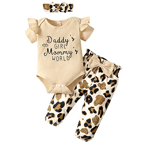 Image of AMAWMW Newborn Baby Girl Clothes Infant Baby Ruffle Romper Pants Summer Outfits 4PCS Gifts Set Toddler Girls' Clothing