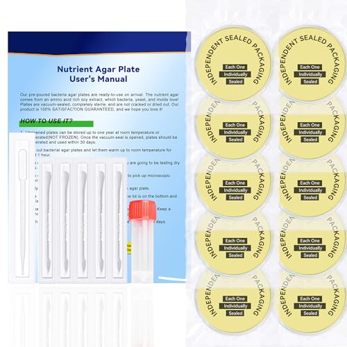 Nutrient Agar Petri Dishes Science Project Kit | Pre-Poured Agar Plates and Cotton Swabs for Science...