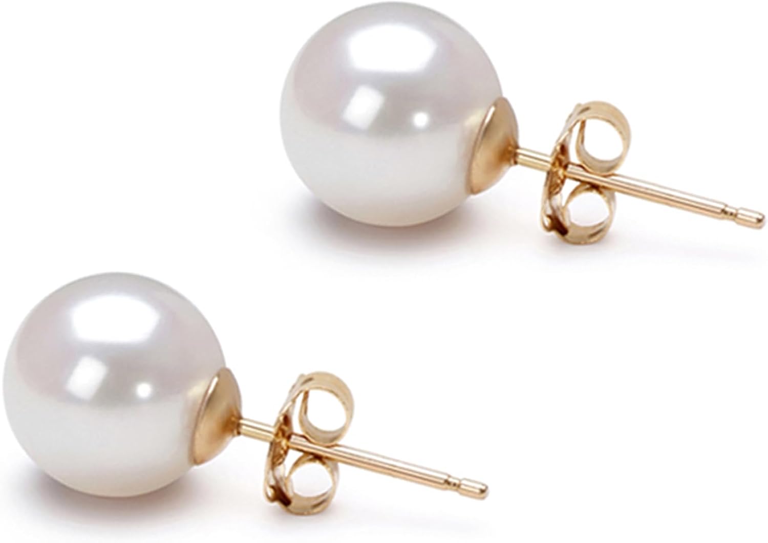 Japanese Akoya Cultured Pearl Earrings Stud AAA Graded 5-10mm White Stud Earrings for Women with Sterling Silver Settings and Jewelry Gift Box - Orien Jewelry