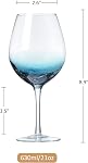 Joeyan Verres à vin à la main en verre de 2-21 oz Grand verre à vin bourguignon avec tige - Gobelet en cristal couleur bleu pour vin rouge/blanc - Cadeau unique en verre pour Noël, anniversaire, anniversaire