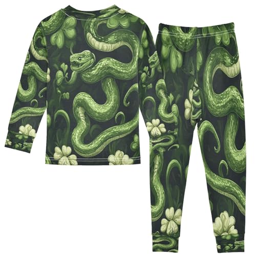 Pajama Sets Long Sleeve Shamrocks Snakes Pattern Soft Comfy Sleepwear 2 Piece PJS 3-8T3