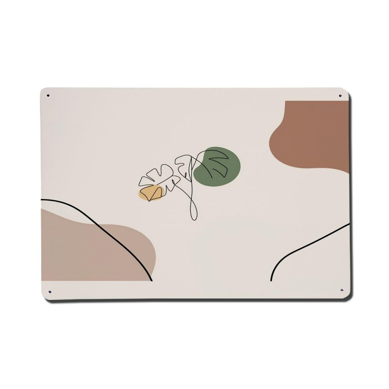 Abstract Nature Minimalist Leaf Design Metal Tin Sign Plaque