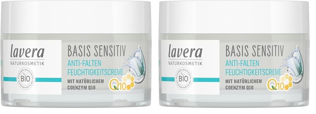 lavera Feuchtigkeitscreme Q10 ∙ Reduziert Falten ∙ Spendet Feuchtigkeit ∙ Anti Aging Tagescreme ∙ Tagespflege vegan Bio Naturkosmetik Natural Kosmetik Gesichtscreme 2er Pack (1x50ml)