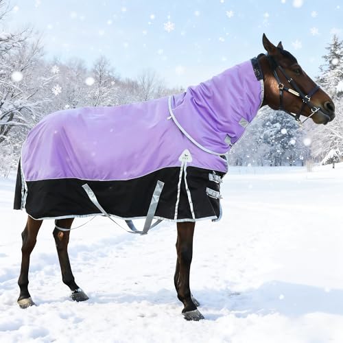 Image of Horse Turnout Blankets Horse Blanket Winter Water Resistant,220G-Gram Polyester Poly Filling Liner 1200D Premium Turnout Horse Blanket,Medium Weight Blanket 72 inches,135cm