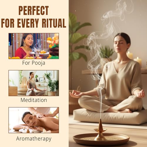 Image of Sandalwood Dhoop Cones for Pooja - Premium Pack of 200 | Natural Chandan Dhoop Cones Made with Pooja Flowers & Agarwood Blend | Long-Lasting Fragrance for Meditation, Prayer & Aromatherapy