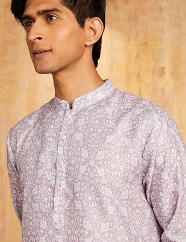 Image of Amazon Brand - Symbol Men's Polyester Festive Printed Long Kurta (Regular Fit)
