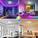 GDLUOAO Socket Fan Light with Remote, Socket Breeze Ceiling Fan with Bluetooth Speaker, RGB, 3 Colors, 3 Fan Speed, 18.5
