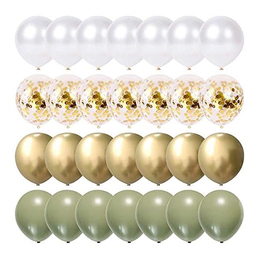 Wobekuy Latex partyballonger 1 set ballonger eukalyptus pärla vitt guld konfetti ballong bröllop baby shower olivgrön födelsedagsfest dekorationer