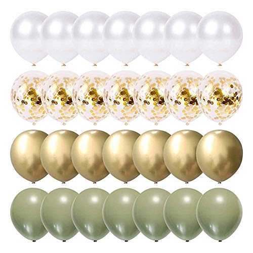 Domilay 1Set Balloons Eucalyptus Pearl White Gold Confetti Balloon Wedding Baby Shower Olive Green Birthday Party Decorations