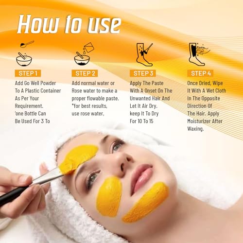 Image of VLOVEU - Bikini Wax Powder for Women - 5 Minutes Painless Herbal Wax Powder for Hair Removal|Easy to Use at Home, No Chemicals - No Irritation, Bikini Wax for Women and Girls (120g) (Halldi)