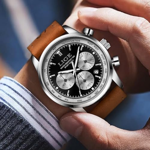 Image of LIGE Mens Roulette Wheel Watches Casino Themed Quartz Analog Watch 3ATM Waterproof Glowing Man Wrist Watches