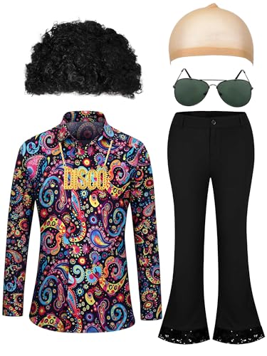 Mepase Men's 70s Disco Costumes Including Retro Shirt Bell Bottom...