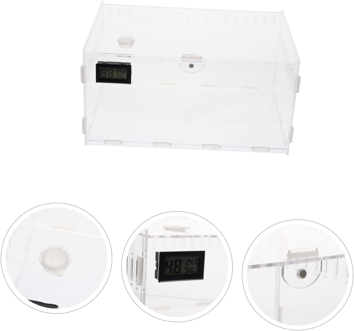 Reptile Breeding Box Temperature Hygrometer Multi-Functional Acrylic Snake Cage Portable PET Terrarium for Geckos and Lizards for Home Use