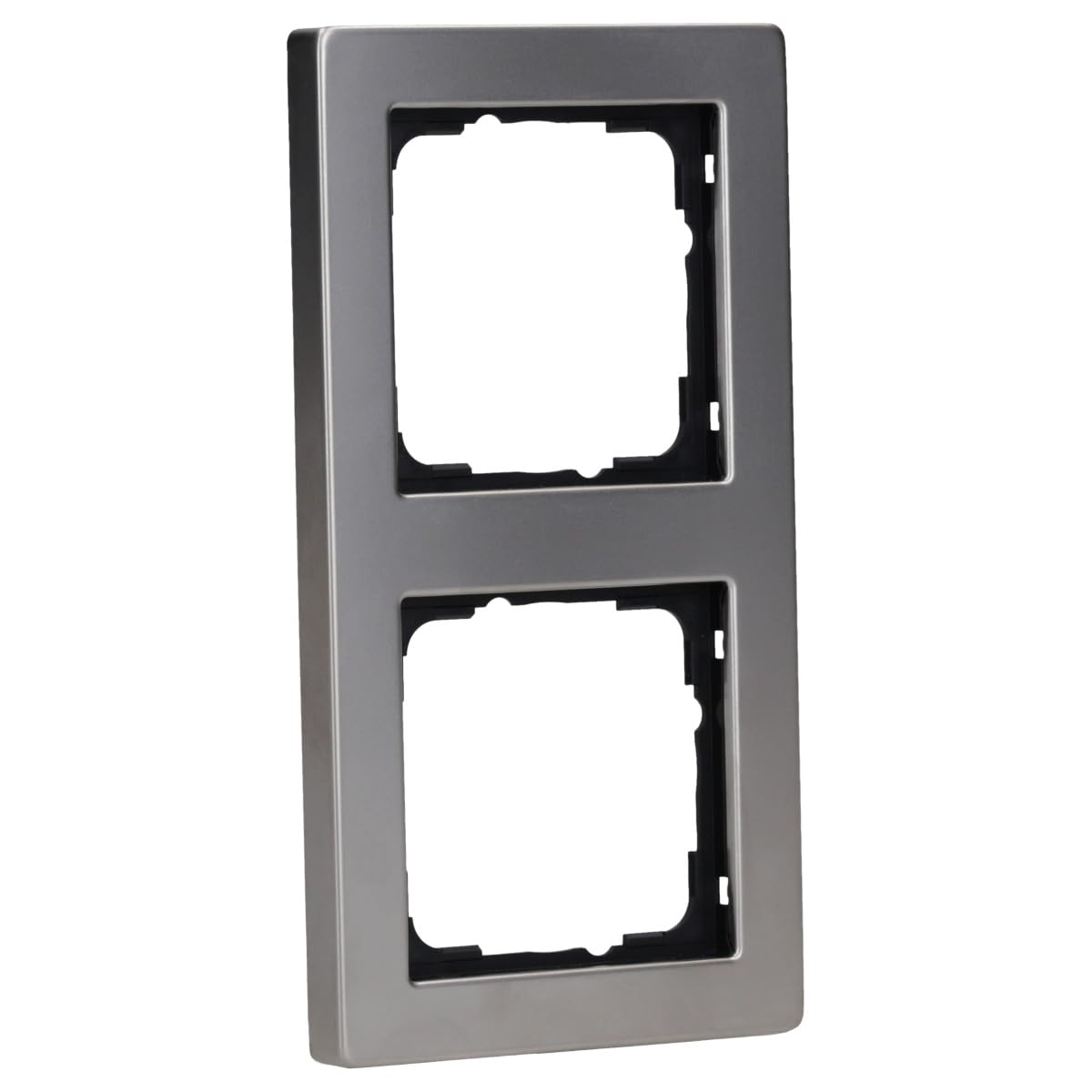 Gira Grey, Black 'Gira E2 021233 Cover Frame 2-Gang, Stainless Steel
