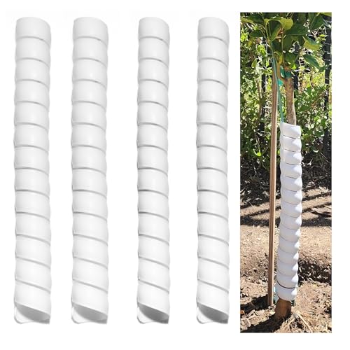 4 Pack Tree Trunk Protector Spiral Tree Guard Wrap for Bark Protection Dual Size Adjustable Plastic Tree Covers for Year-Round Garden Use Durable Shield for Saplings & Shrubs (Standard)