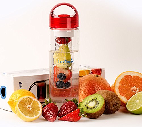 Infuser Water Bottle By Lavangie™ - 24 Ounce Shatter Proof BPA Free Tritan Plastic - Make Your Own Flavored & Fruit Infused Water, Ice Tea Juice & Other Beverages - Nontoxic, Shatterproof Plastic with Integrated Carrying Handle