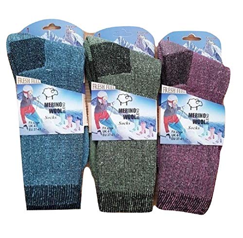Undercover Lingerie Ltd Womens Fresh Feel Merino Wool Blend Hiking Work Socks LSQ1803 6 Pack Cover
