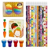 Henjunu Ostergeschenke Kinder,12 Stück Ostern Bleistifte,2 Stück Radiergummi Ostereier,4 Stück stempel ostern,1Stück Bleistiftspitzer,Ostern Geschenke für Kinder Party Gastgeschenk