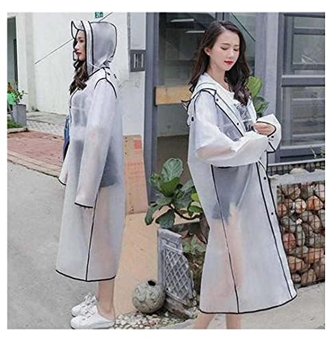 Raincoat Poncho Adult EVA Edging Raincoat, Reusable Long Hooded Rain Poncho,Transparent Brim Rain Coat (Color : B, Size : L)