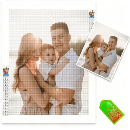 Cadeau personnalisé photo unique en diamond painting adulte 50x70