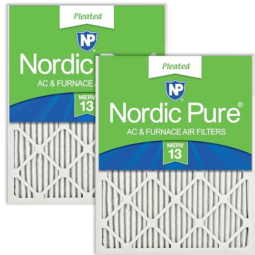 Nordic Pure 20x20x1 (Actual Size: 19 1/2 x 19 1/2 x 3/4) Pleated MERV 13 Air Filters 2 Pack