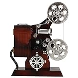 Alvinlite Filmprojektor Kunststoff Spieluhr Vintage Filmprojektor Modell Schmuck Aufbewahrungskoffer mit Schminkspiegel für Wohnkultur Geburtstagsgeschenk