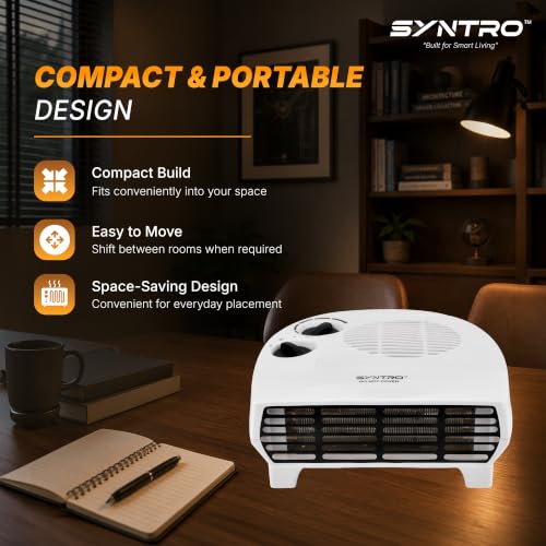 Add Syntro Aero Heat 1000W/2000W Fan Room Heater, White - Image 5