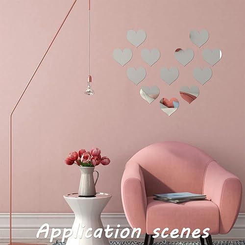 Miniatura 7 de PH PandaHall 50 piezas de mini azulejos de espejo de 2 pulgadas, espejo de corazón acrílico adhesivo pequeño espejo cuadrado mosaico, azulejos de