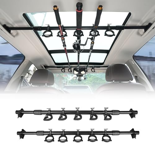 Hikeen Fishing Rod Holder for Car, Vehicle Fishing Pole Holder Roof Rack Inside,5 Rod Capacity, Heavy Duty Adjustable 29-48 Inch, Fishing Rod Carrier Pole Storage for SUV, Car