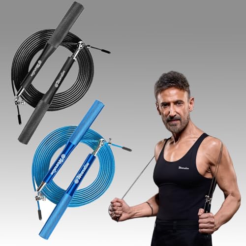 Image of Wearslim Professional Metallic Handle Speed Skipping Rope with Adjustable Length Rope and Anti-Slip Handles, Perfect for Crossfit, Double Unders and HIIT Cardio - Assorted Color