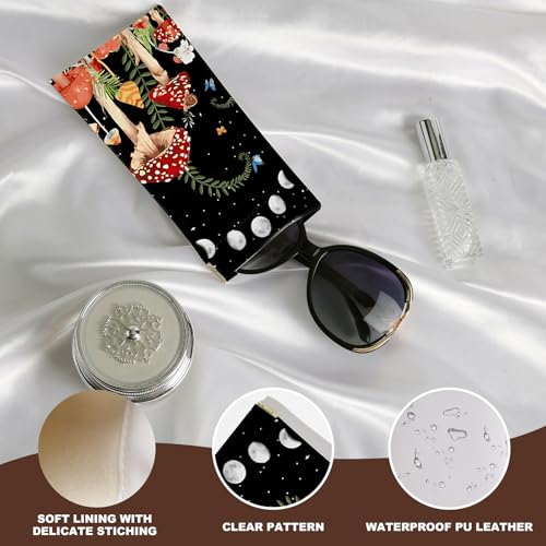 Image of Anikathy 2Pcs Sunglass Eyeglass Glasses Case Soft PU Leather with Cleaning Cloth Cute Glasses Pouch Bag for Men Women Girs